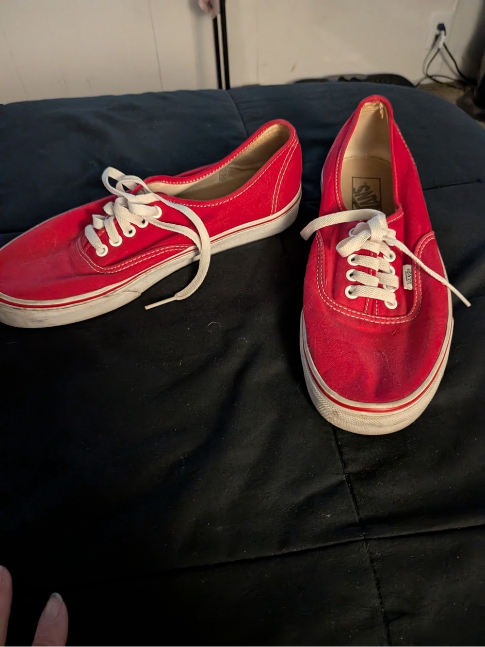 Vans Red Low-Top Canvas Sneakers with White Trim